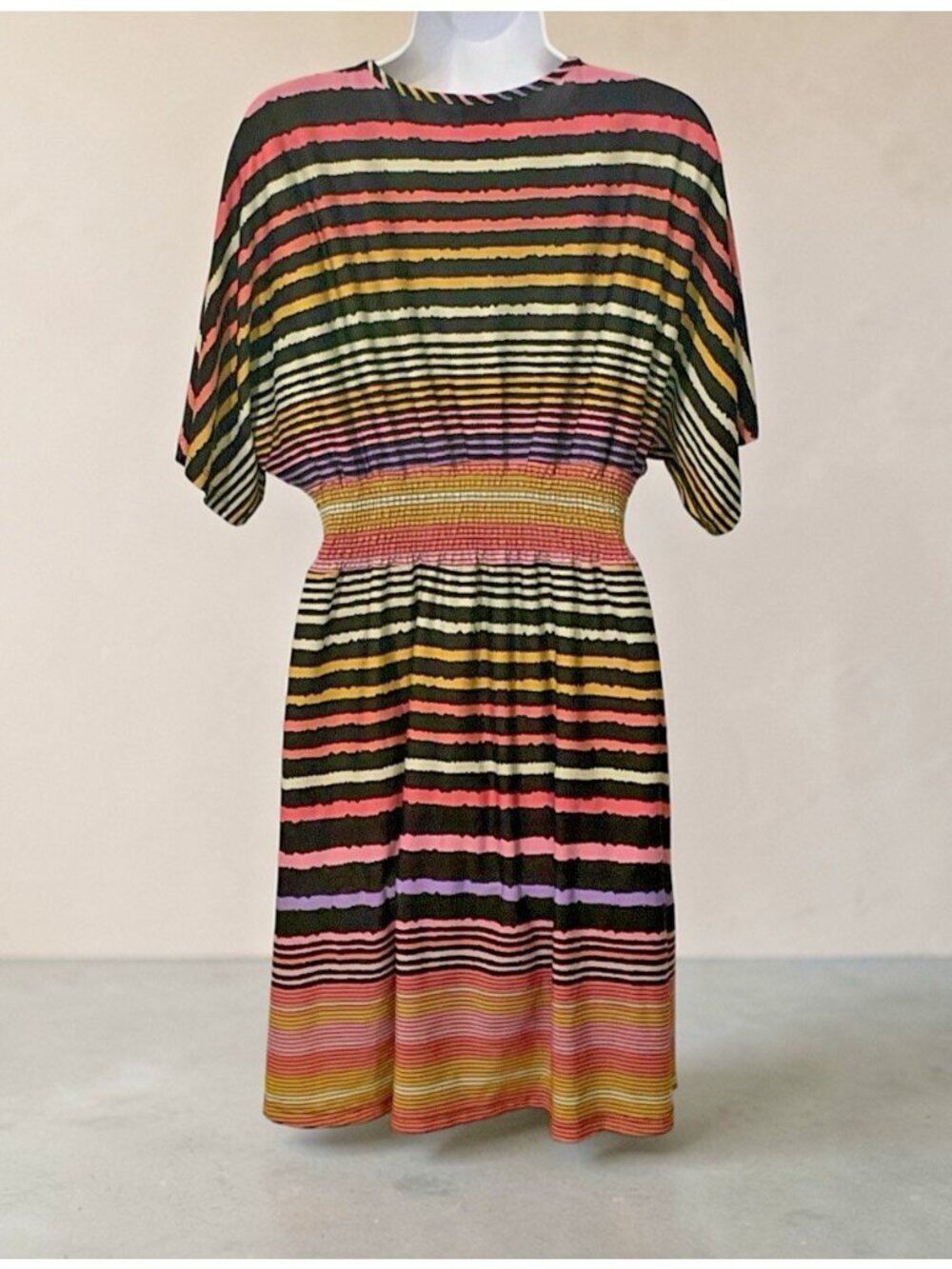 She's Cool Womens Plunging V Neck Striped Sundress Size M Multicolor
